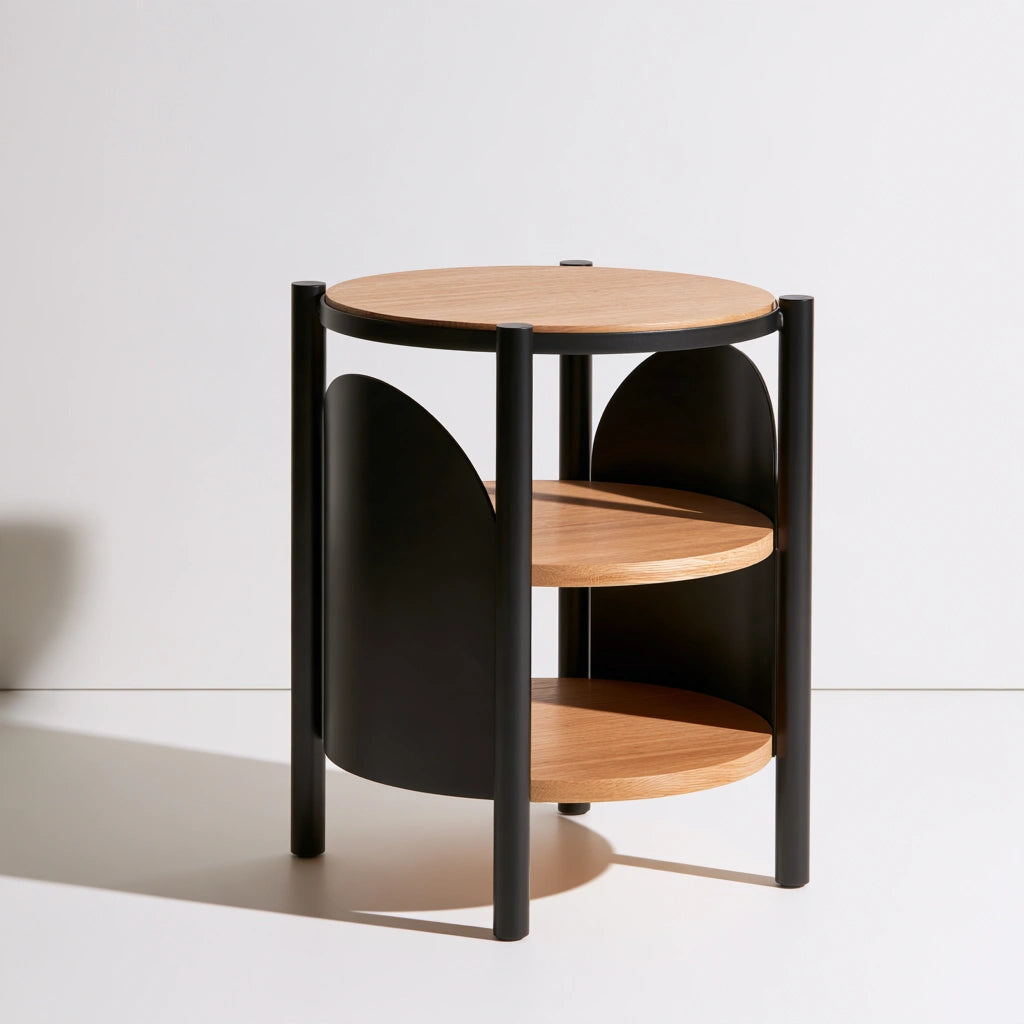 Table d'appoint ronde aux lignes épurées, coloris blanc