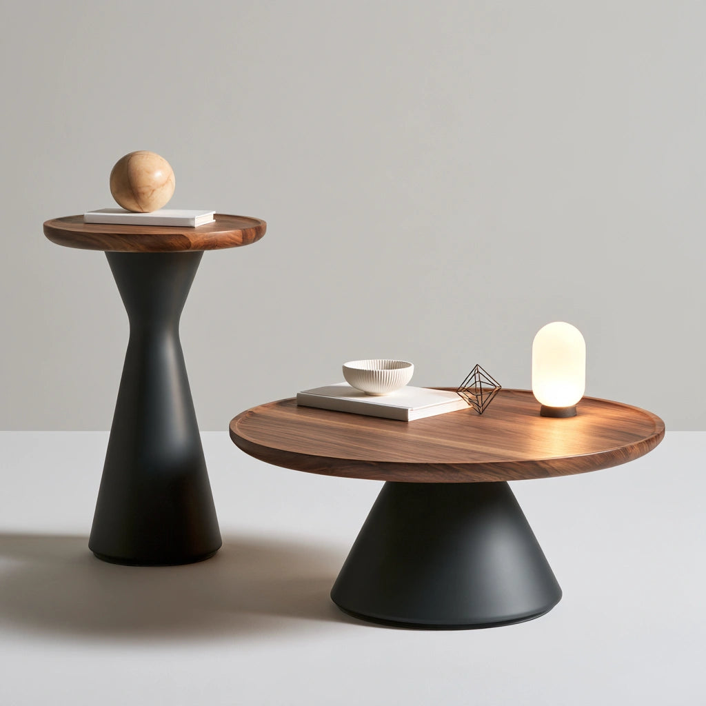 Tables d'appoint gigognes aux lignes épurées, coloris gris