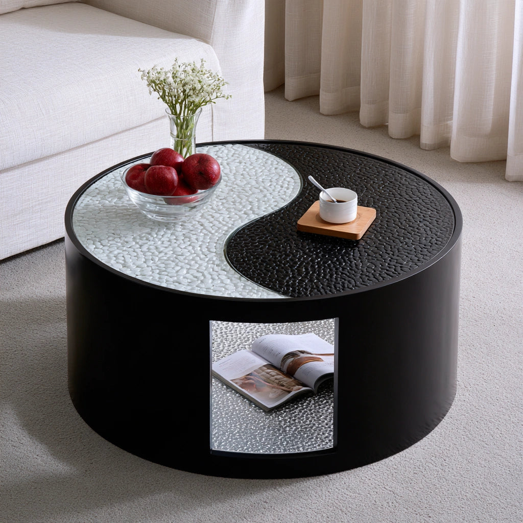 Table basse aux lignes épurées, coloris noir