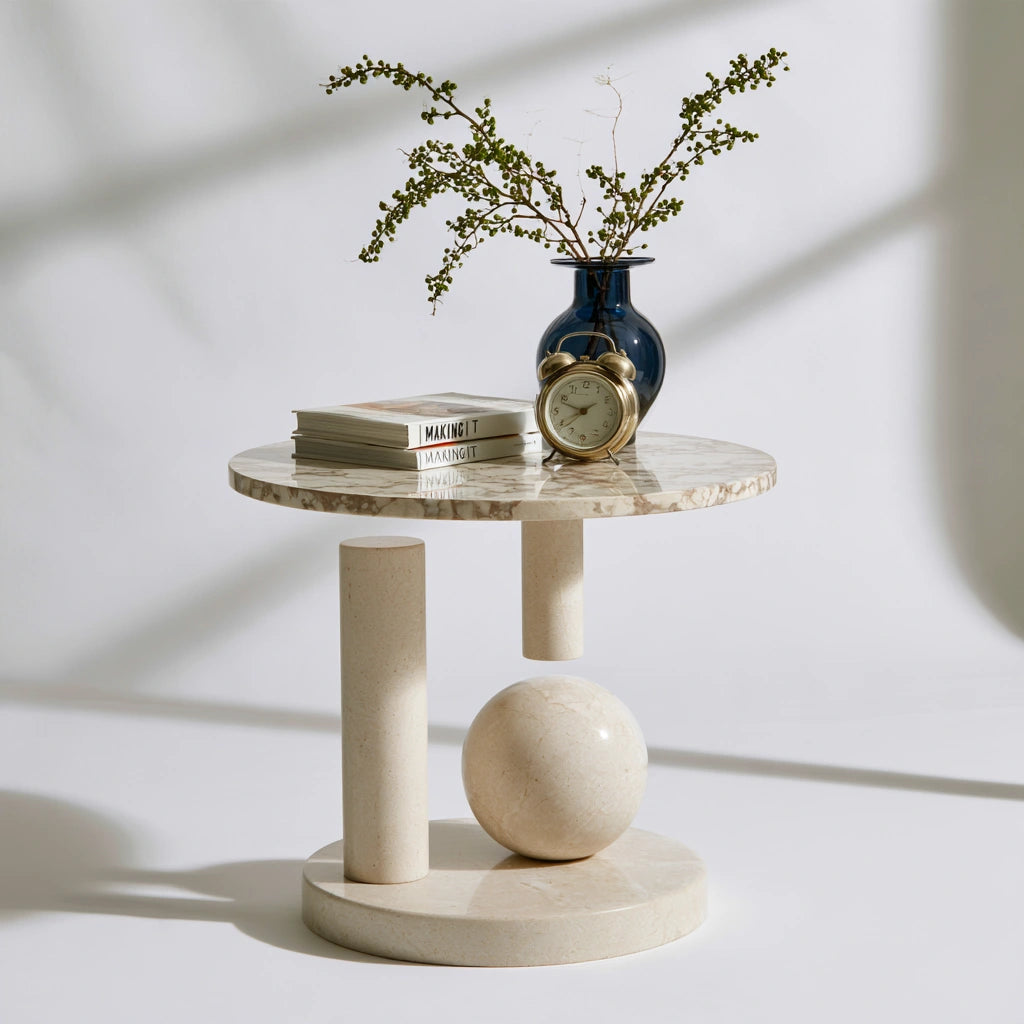 Table d'appoint aux lignes épurées, coloris crème