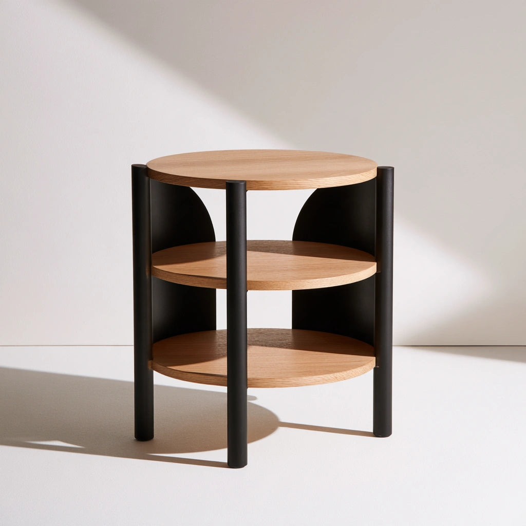 Table d'appoint ronde aux lignes épurées, coloris blanc
