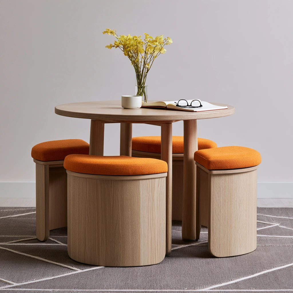 Table d'appoint ronde en bois, coloris brun clair
