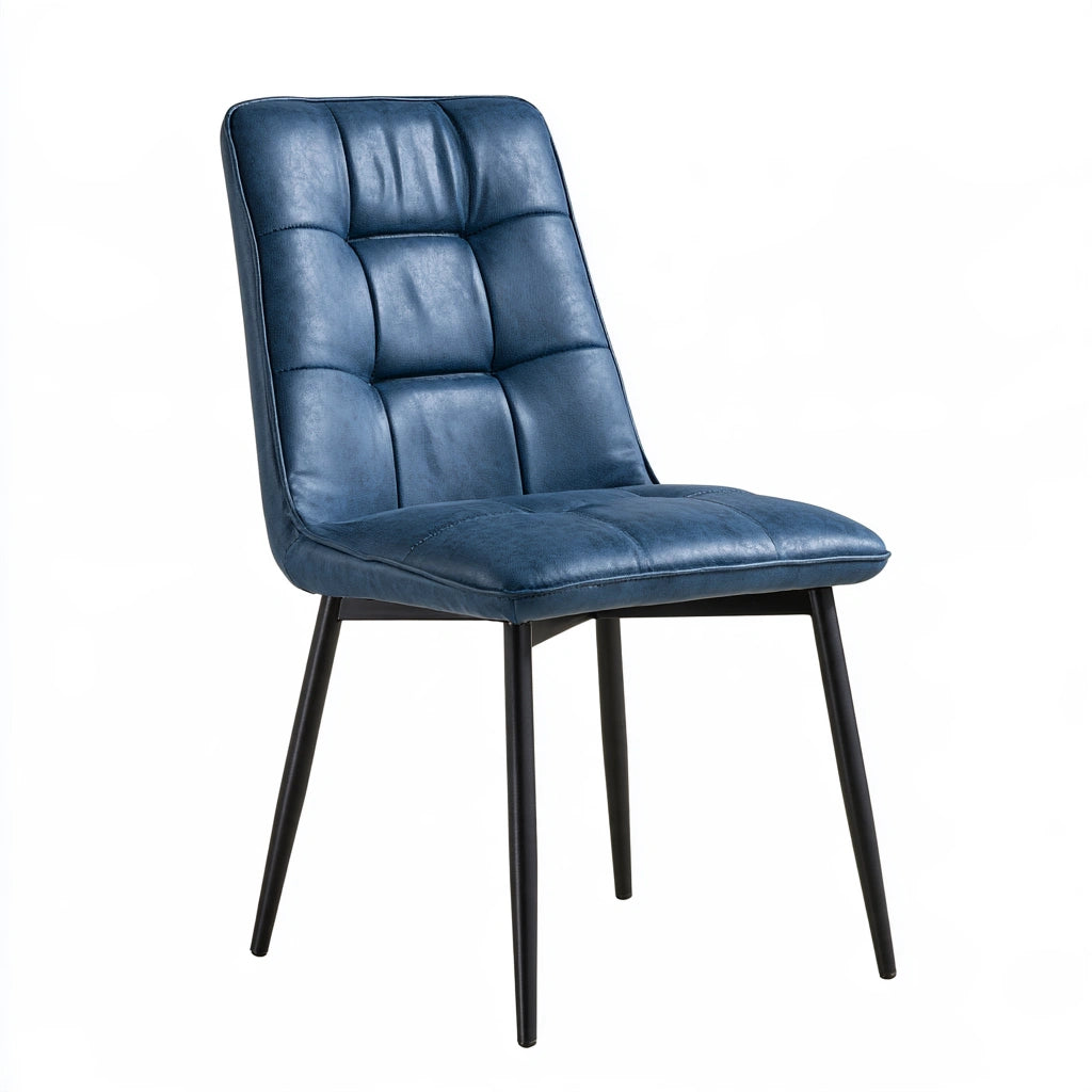 Chaise de salle à manger en similicuir, coloris bleu
