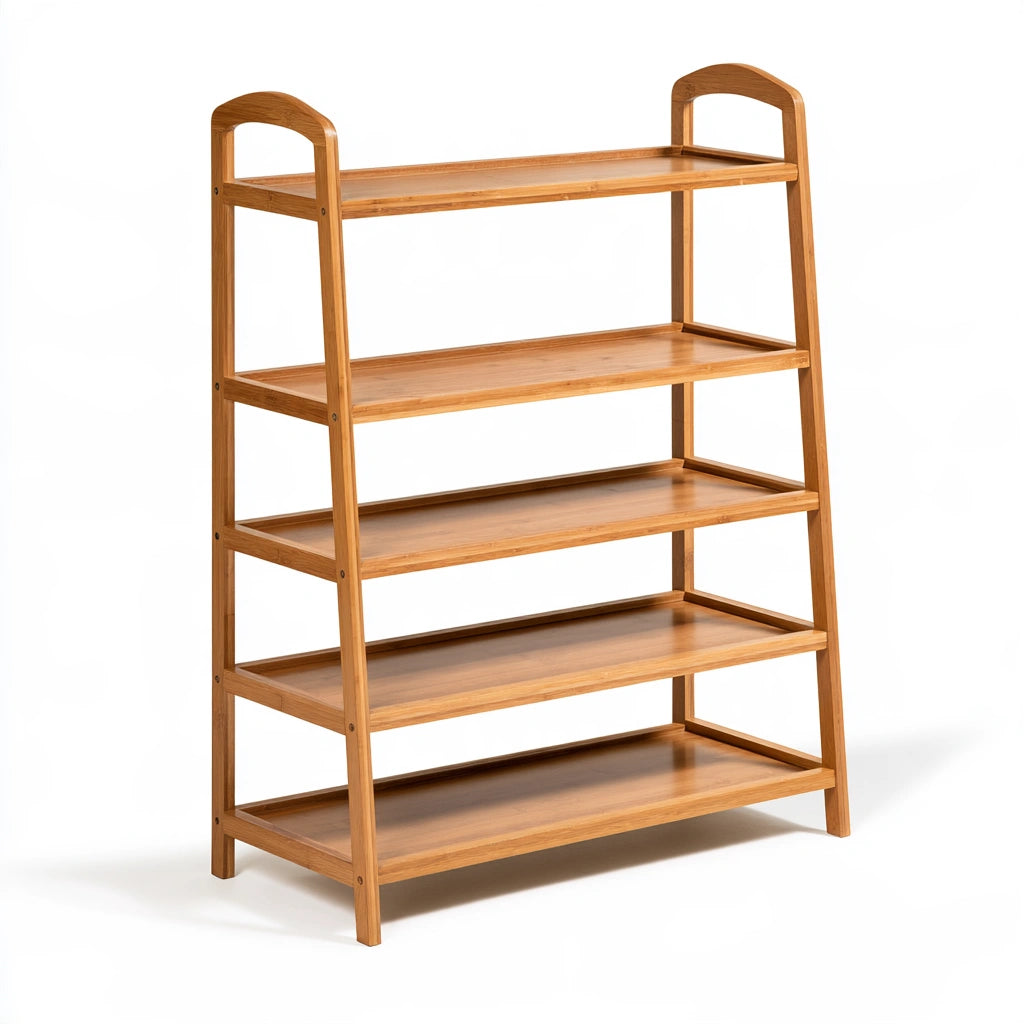 Étagère à chaussures en bois à six niveaux, coloris brun naturel